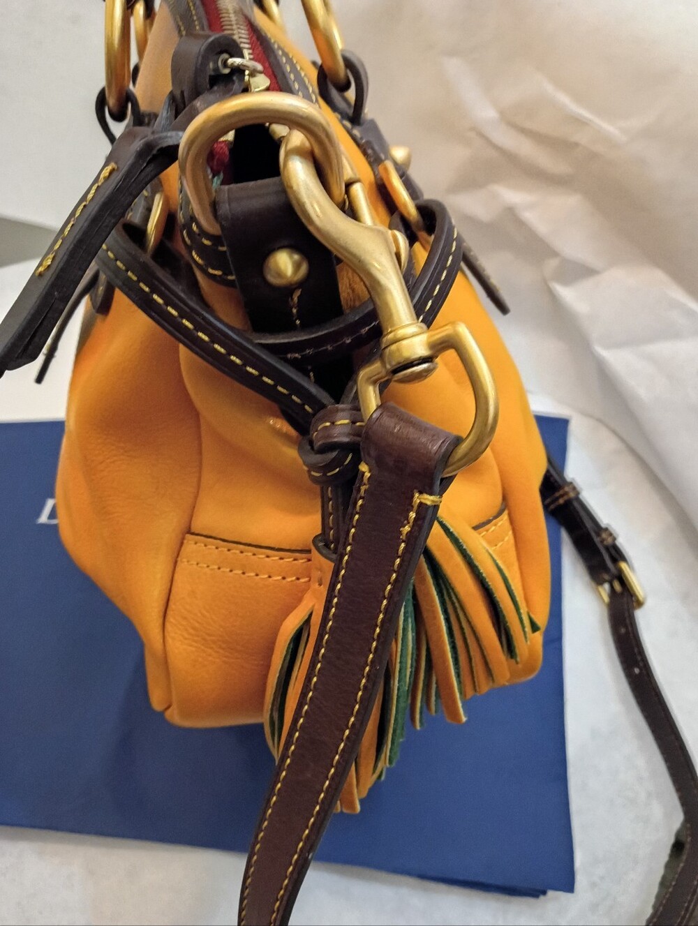 Dooney & Bourke Florentine Leather Satchel with Tassel - Picture 11 of 15